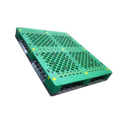 พาเลทพลาสติกอุตสาหกรรมหน้าเดียวสีเขียว 48X40 โหลดแบบไดนามิก 1500Kg