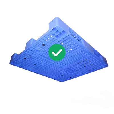 พาเลทพลาสติก HDPE แบบวางซ้อนกันได้ 5T Load Blue Food Grade Single Faced