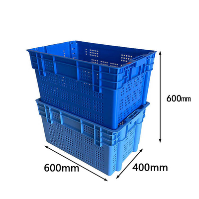 ลังเคลื่อนย้ายพลาสติก 600 X 400 100% HDPE พลาสติกเกรดอาหารสีฟ้าลังแอปเปิ้ล
