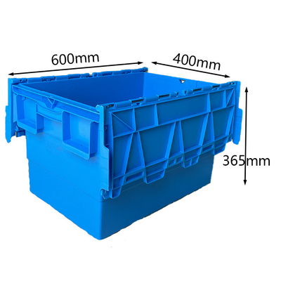 600x400x365mm กล่องพลาสติกเคลื่อนย้ายคลังสินค้าโหลด 50Kg HDPE ลังพลาสติก