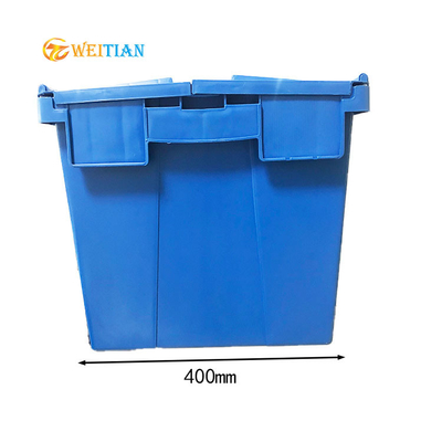 ISO9001 พลาสติกโลจิสติกกล่อง HDPE 60L แนบฝากระจายคอนเทนเนอร์