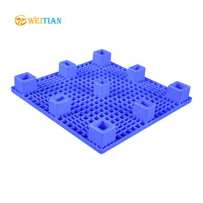 2000Kg Load Flat Injection Pallet 100 X 100 Cm วัสดุ HDPE สีน้ำเงิน