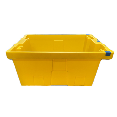 ลังพลาสติกเคลื่อนที่สีเหลือง HDPE 100% 600 X 400 X 275 มม. กล่องสหภาพยุโรปทนทานสำหรับงานหนัก