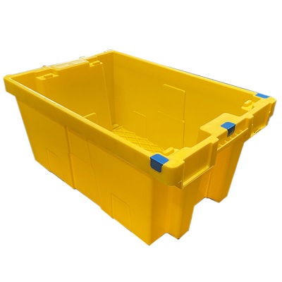 60 X 40 X 27.5 ซม. HDPE ลังพลาสติกสีเหลืองเคลื่อนย้ายได้ลังพลาสติก Nestable