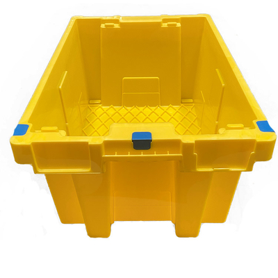 HDPE สีเหลืองลังพลาสติกซ้อนได้ลังเคลื่อนย้ายได้หนัก