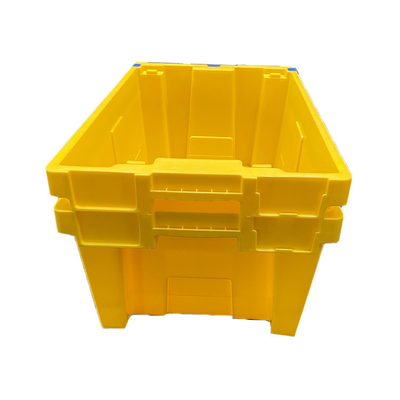 HDPE สีเหลืองลังพลาสติกซ้อนได้ลังเคลื่อนย้ายได้หนัก