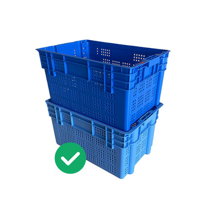 ลังพลาสติกอาหาร HDPE ที่ทำรังได้แบบไดนามิกโหลด 50Kg UV Resistant