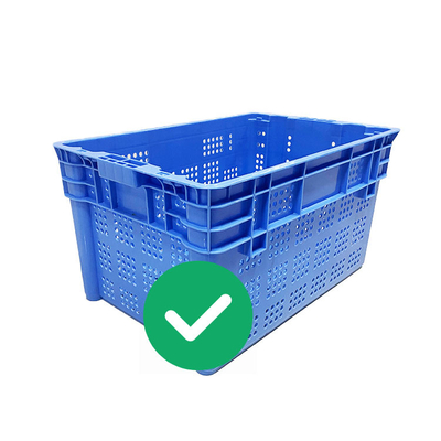 Virgin PP HDPE ลังเก็บอาหารทะเลวางซ้อนกันได้ 70 กก. บรรจุลังพลาสติกซ้อนได้